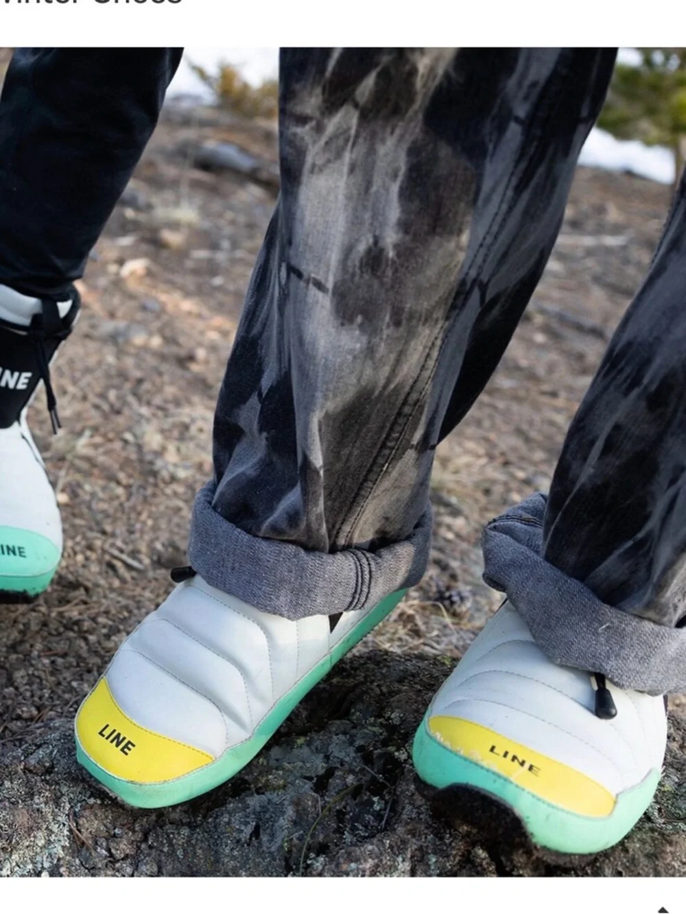 LINE Men’s Apres Bootie 1.0 Waterproof Snow Boots in White/Yellow/Green